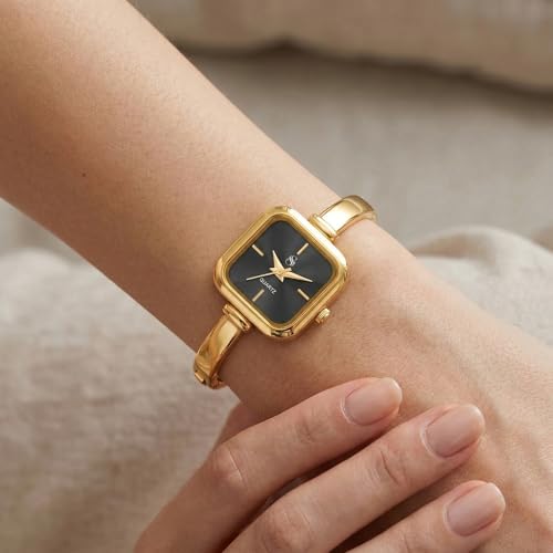 Image of Shocknshop Elegant Bangle Aura Square Dial Ladies Rose Gold Bracelet Strap Watch for Woman -WCH181