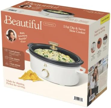 2.5-Quart Manual Slow Cooker Ideal for Dips, Fondue & Small-Batch Meals (White)