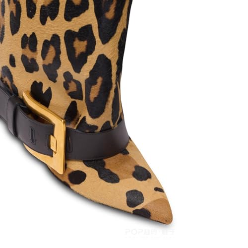 Fold Over Boots for Women, Heeled Knee High Leather Boots with 4-Inch Stiletto Heel, Wide Calf & Shark Boots for Casual and Evening Wear3