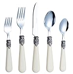 Exzact Cutlery Set 20pcs Antique Cream Handles, Stainless Steel with Ivory-Coloured Detailed Handles, Traditional Vintage Retro Style