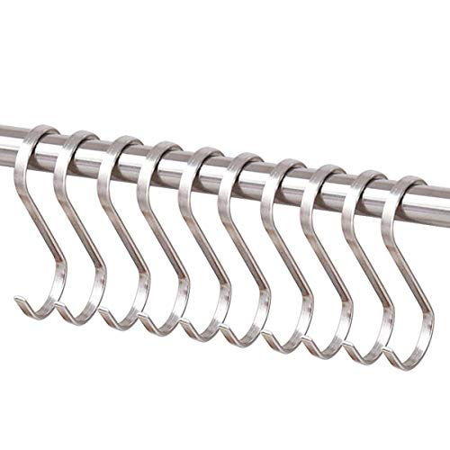 Xstar S Ganchos con forma de acero inoxidable Metal S Gancho para colgar Percha multiusos para utensilios de cocina, baño, dormitorio (10 ganchos)