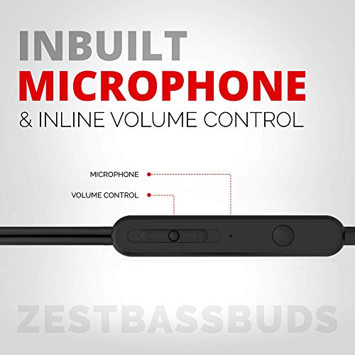 Image of Pebble Zest BassBuds Heavy Bass Ear-Pod Design Wired in Ear Earphones with mic (Black)