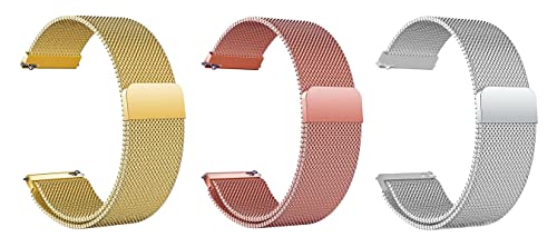 Image of ACM Watch Strap 20mm compatible with Compaq Q Watch Smartwatch | Combo Pack Magnetic Loop Metal Chain Band