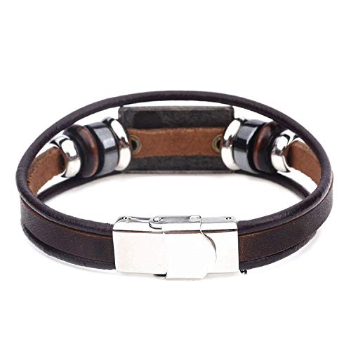 Image of Young & Forever Zodiac Sign Multi-Strand Genuine Leather Bracelet for Men & Boys - Adjustable Tribal Wristband with Antique Metal Charm