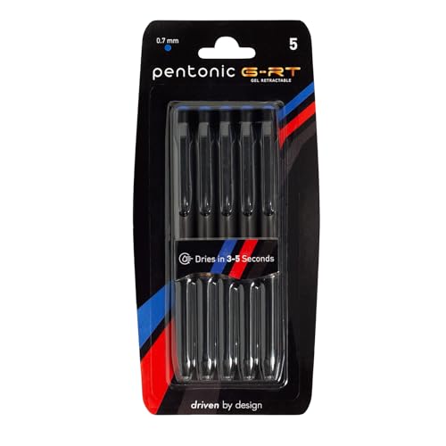 Set de 5 bolígrafos retráctiles de gel Pentonic azul 0.7 mm miniatura 1