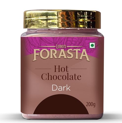 Image of New Lobo's Forasta Signature Dark Hot Chocolate | Premium Dark Cocoa - 50% | Low Sugar | Cafe Styled Thick Beverage | 200g