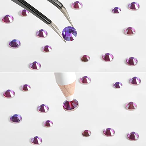 Beadsland Rhinestones for Makeup,8 Sizes 2500pcs Purple Flatback Rhinestones Eye Gems for Nails Crafts with Tweezers and Wax Pencil,Purple Velvet,SS4-SS30 - Image 4