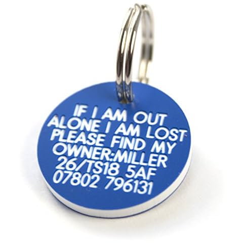 Deeply Engraved Blue Plastic 27mm Circular Dog tag Cover