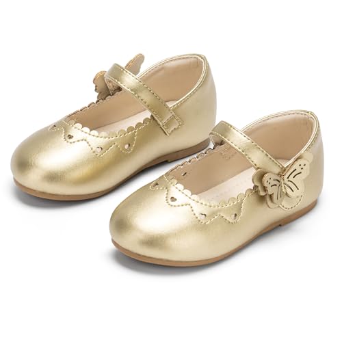 Image of PHIRAMIN Toddler Flower Girl Glitter Dress Shoes Little Girl Ballet Flats Bow Wedding Party