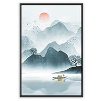 Framed Canvas Wall Art Abstract Sunrise and Sunset Canvas Prints Home Artwork Decoration for Living Room,Bedroom - 16x24 inches