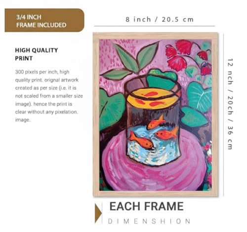 Image of BLINKART Henri Matis Aesthetic Modern Art Walls With Frame | Natural Wood Texture | Living Room Bedroom Office Wall Decoration | Poster Home Decor Frames Wall Bedroom | 12x8 Inches (D238)