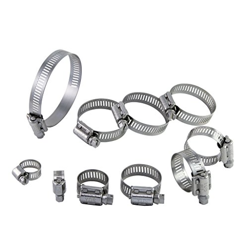 YDS 10 Piece Assorted Marine Hose Clamp 300 Stainless Steel in various size form 5/8” to 2-3/4”