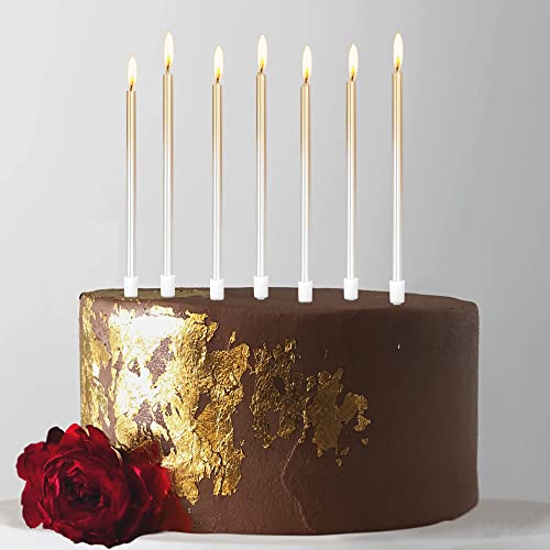 24-Count Gradient Champagne Gold Birthday Candles, Metallic Cake Candle For Birthday Party, Celebration, Wedding, Gold Party Cake Cupcake Decorations #TOP1