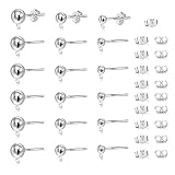 Post Earrings for Jewelry Making 18 Pcs Ball(3/4/5mm) Post Earring Stud with Closed Loop 22 Pcs Butt