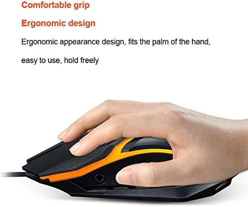 Vista 5 de SMAIGE Ratón USB con cable Ratón óptico RGB para computadora, 1200 DPI para oficina, hogar y juego para PC con Windows, laptop, escritorio