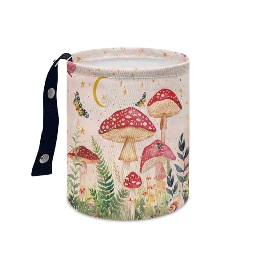 Image of Red Mushroom Butterfly Car Rubbish Bag Hanging Car Trash Bag with Leak Proof Inside Liner and Hanging Strap Road Trip Must Haves for Kids
