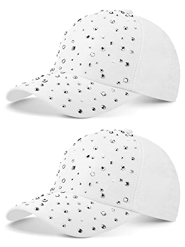 Casquette baseball strass lot de 2 Loopeer réglable et respirante blanche tendance