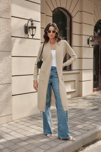 Image of GRACE KARIN Essential Solid Open Front Maxi Long Knitted Cardigan Sweater for Women