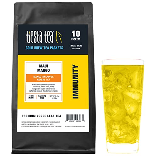 Tiesta Tea - Mango Pineapple Cold Brew Herbal Iced Tea, Maui Mango, 10 Cold Brew Tea Packets, Brews 1 Family Sized Pitcher Each, All Natural, No Caffeine #TOP12