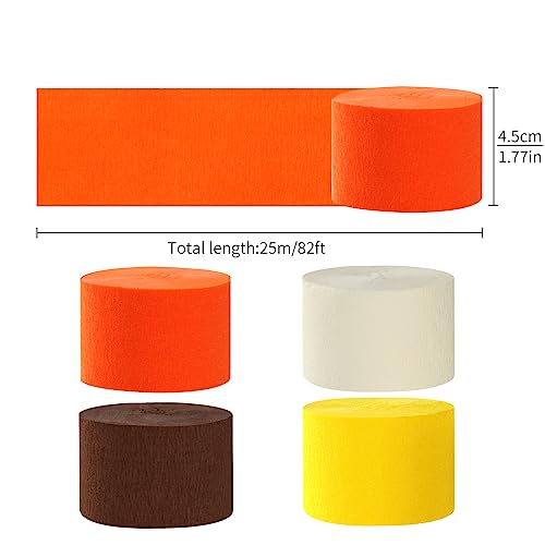 Image of Yellow-Beige Orange-Brown Fall Party-Decorations Streamers - 8 Rolls Boho Autumn Baby Shower Thanksgiving Harvest Crepe Tissue Paper Streamer,Birthday Bridal Bachelorette Wedding Garland Panduola