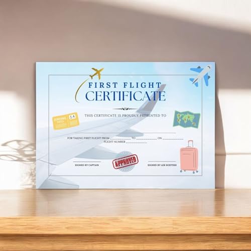 Image of First Flight Certificate, A5 Size, 14.8 x 21 cm, Aviation Travel Keepsake