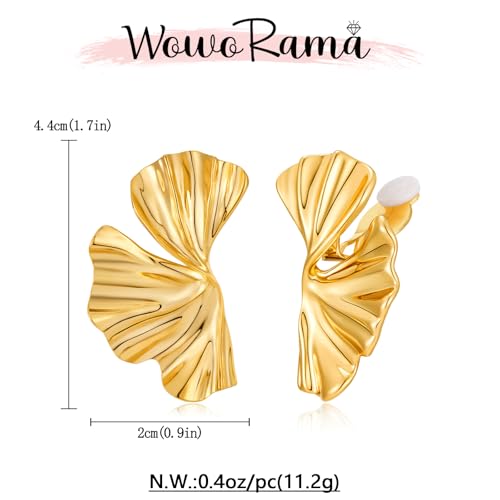 Image of WOWORAMA Chunky Clip On Earrings for Women Vintage Flower Statement Earrings Large Floral Clips Dangle Earring Trendy Non Pierced Jewelry Gold /Silver