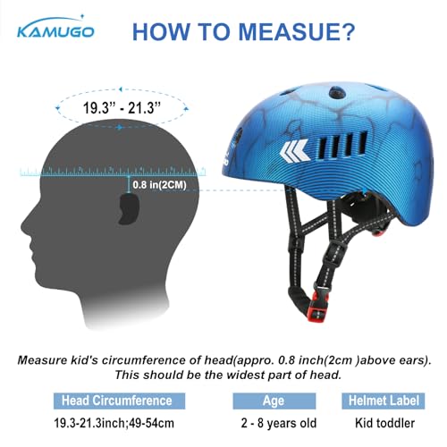KAMUGO Kids Bike Helmet Set, Toddler Helmet for Ages 2-8 Boys Girls with Sports Protective Gear Set Knee Elbow Wrist Pads for Skateboard Cycling Scooter Rollerblading - Image 7