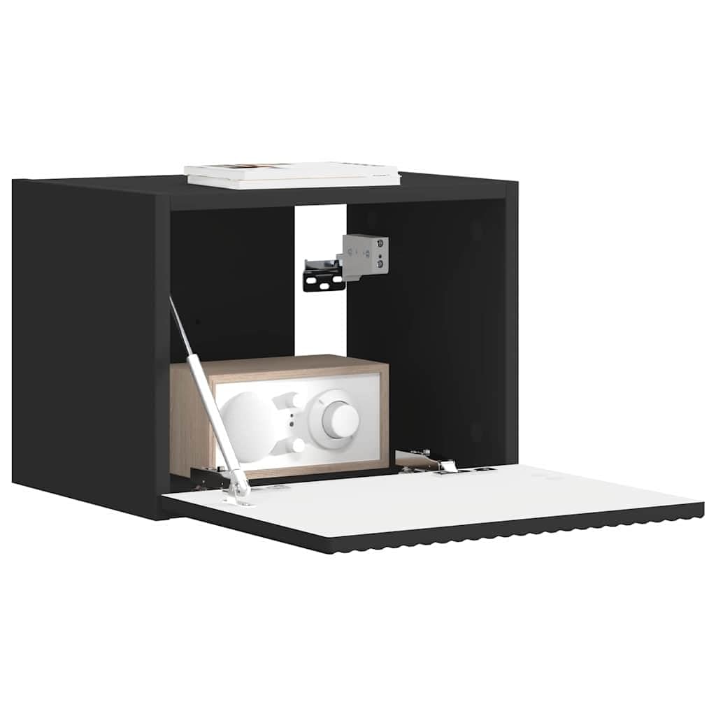 Mobile da parete per TV, nero, in legno, 39 x 31 x 29,5 cm, con montaggio a parete e spazio per soggiorno, camera da letto, gaming, home theatre