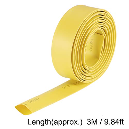 Tubo termorretráctil de 14 mm uxcell amarillo y cable retráctil plano de 3 m para cables 4