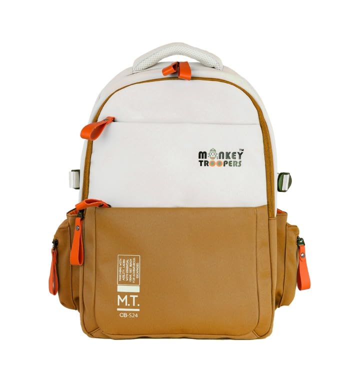 MONKEY TROOPERS Bouje 27L Laptop Backpack White WHITE-BROWN - Image 1