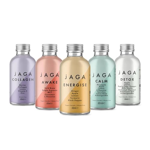 jAGA Health Shots 60ml - Natural Nutrition with Ginger, Turmeric, Collagen, MCT - Immunity Boost, Digestive Support, Skin Enhancement, Mental Clarity, Relaxation (Detox)
