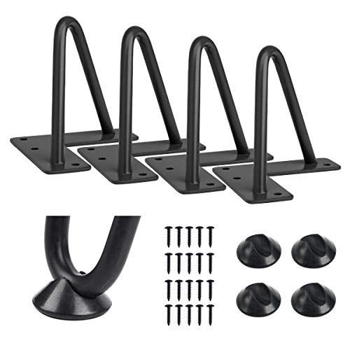 Image of JGS Iron Legs for Table of 4 Hairpin Legs for Furniture Office Metal Desk Legs Dining Table Legs Industry Work Set Table Height Extender Metal Legs for Sofa Side & Coffee Table Stand (Black 4 Inch)