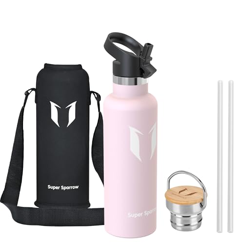 Super Sparrow Doppia Parete in Acciaio Inox Coibentato Bottiglia di Acqua -750ml - Isolante Della Borraccia - Perfetto Thermos - Privo di BPA, BPS, Ftalati