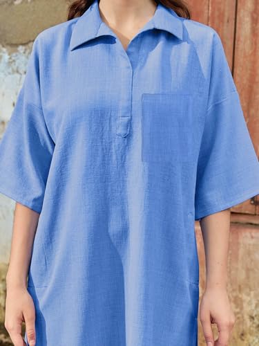 Image of PURVAJA Women's Maxi Solid Linen Dress