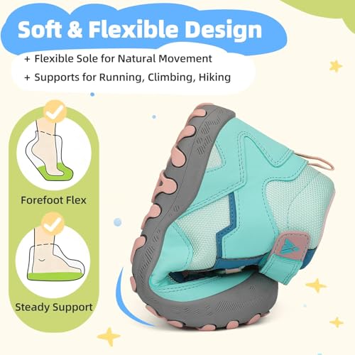 Image of Mishansha Kids Water Resistant Hiking Boots, Boys Girls Anti Collision Anti-Skid Athletic Outdoor Ankle Adventure Trekking Shoes
