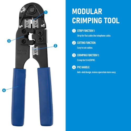 Image of Crimper Pliers Terminal Hand Networking Crimping Tools Connector Cable Clamp Multi-function Network Cable Modular Plug Hand Crimp Tool (Multicolor - HT-210C)