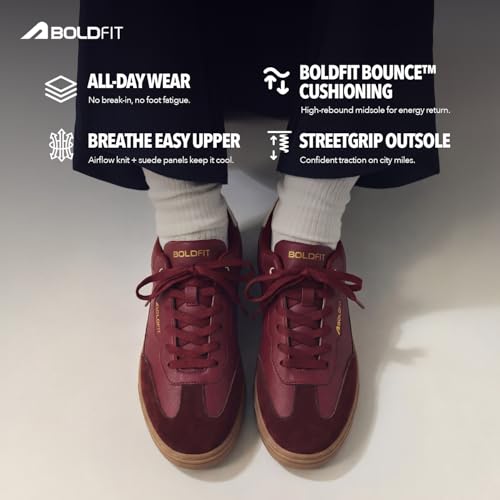 Image of Boldfit Sneakers for Men Casual Stylish Sneakers for Man with Premium PU Leather Upper, Cushioned Insole, Padded Collar, Breathable Lining & TPR Grip Sole Everyday Wear Shoes for Men Klunys Elite