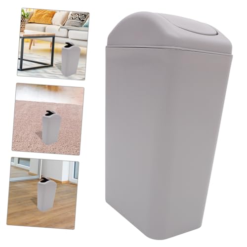 Caneca de basura rectangular con tapa, plástico, gris miniatura 7