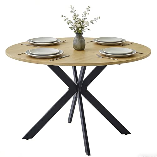 Songvas Table à Manger Ronde 100 cm, Moderne Table Ronde Salle Manger, Convient pour Salle à Manger, Cuisine, Salon, Peut accueillir 4-6 Personnes,...