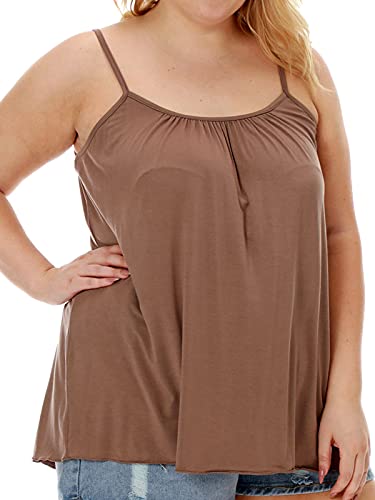 7th Element Plus Size Cami Basic Camisole Tank Top Womens T-Shirt (2X, Khaki)