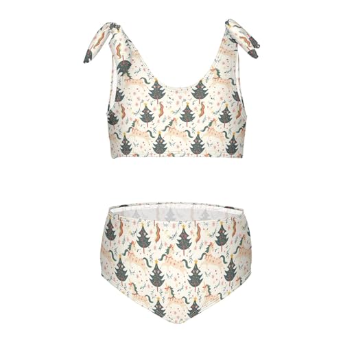 Christmas Tree Girls Two Piece Tankini Swimsuits Summer Bathing Suit Beach Swimwear Set