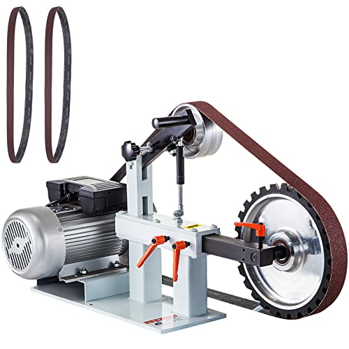 VEVOR 2HP Belt Grinder, Constant Speed 2 x 82 inch Belt Disc Sander with 3 Grinding Wheel, 110V Bench Sander 12 inch Wheel and Flat Platen Tool Rest for Knife Making