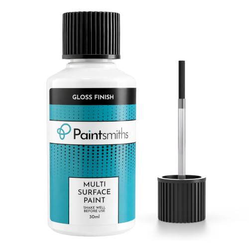 Multi Surface Paint - Gloss Finish - White Touch Up Paint for Metal Radiators Wood Appliances uPVC & Home - Brush for Easy Application - Quick Drying - High Opacity for Scuffs & Scratches (White)