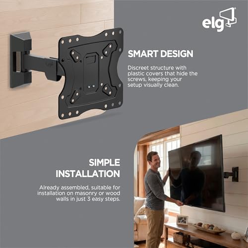 Image of ELG Full Motion TV Wall Mount for TVs 15'' to 58'', Holds up to 66.1lbs, 6-Way Swivel Tilt Cantilever | Boost Viewing with LED /LCD /Plasma Precision | Easy Setup, Sleek Modern Look! FULL20,Black