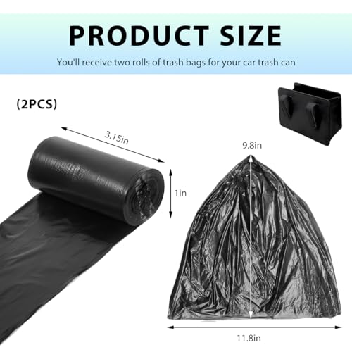 Image of 2PCS Car Trash Bags, Waterproof Plastic Auto Trash Can Liner Refills, Tear-Resistant Disposable Litter Garbage Bag for Vehicle Home Office, Essential Car Accessories