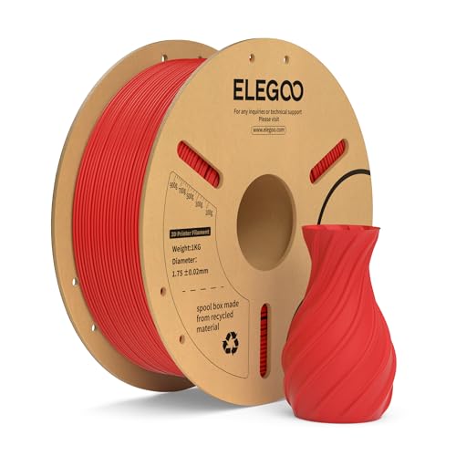 ELEGOO PLA+ Filament 1.75mm Rot 1KG PLA Plus 3D Drucker Filament Härter und Stärker Filament-3D-Druckmaterialien Maßgenauigkeit +/-0 02mm Kompatibel mit den Meisten 3D Printer(1KG/Spool 2.2lbs)