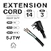 EP 2 Pack 12 Ft Flat Plug Appliance and Power Tool Cord, 14 Gauge 3 Prong 15A Replacement Power Supply Cord Cable, 110V 115V 123V AC Pigtail, Black