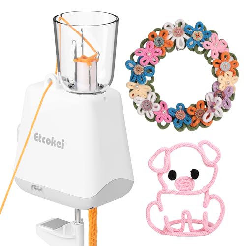 Etcokei Máquina de tejer automática i-Cord, herramienta eléctrica para hacer iCord, máquina de ganchillo i-Cord Knitter, tejer hilos a i-Cords de manera eficiente, tejedora de hilo manos libres para