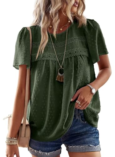 Falechay Summer Tops for Women 2025 Green-Green Dots Fashion Womens