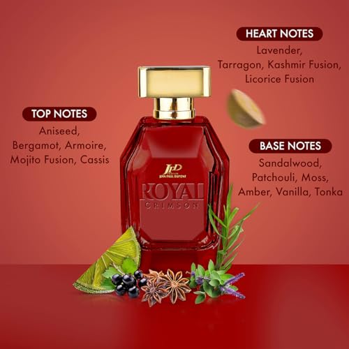 Image of Jean Paul Dupont (JPD) Royal Crimson - Long Lasting Perfume for Men - with Spicy, Floral and Woody notes - Eau de Toilette 100ml